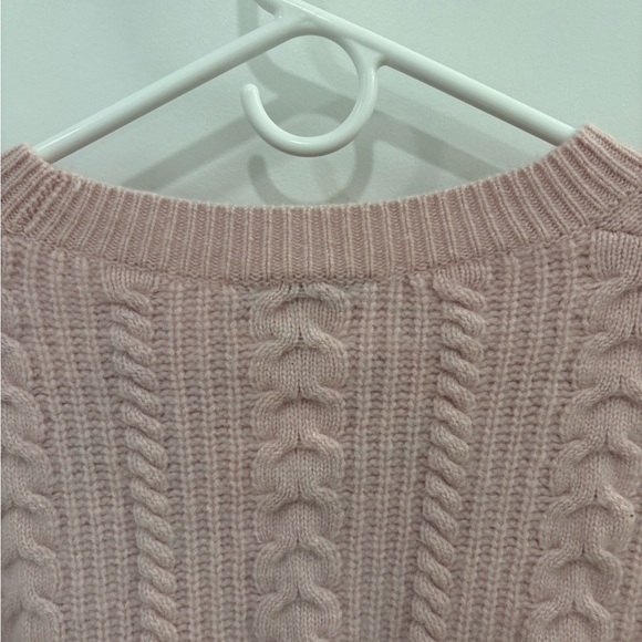 White and Warren Pink Cable Knit Cashmere Sweater Size Large - Picture 6 of 9